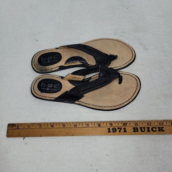 BOC Born Concept Shoes Womens 7M Black Thong Sandals Slip On Casual Comfort - Picture 10 of 11